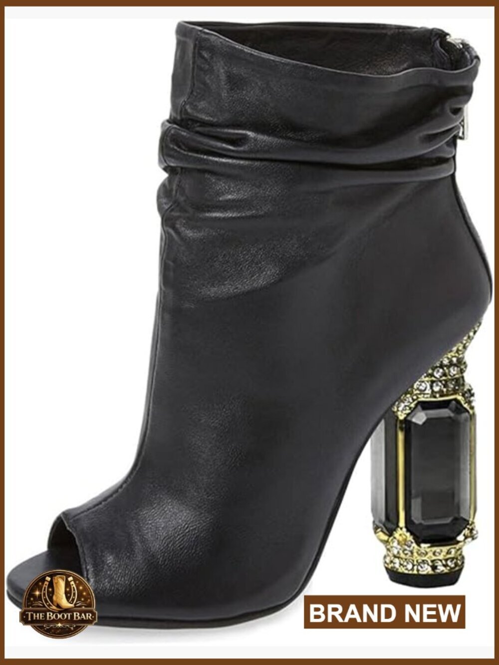 Peep Toe Ankle Boots Chunky Block Heels Synthetic Leather Size 4-15